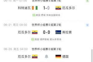 厄瓜多尔一胜难求!南美球队世界杯小组赛目前9场4胜3平2负